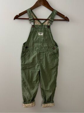 OshKosh Kids green cotton Overalls featuring floral trim Size 5